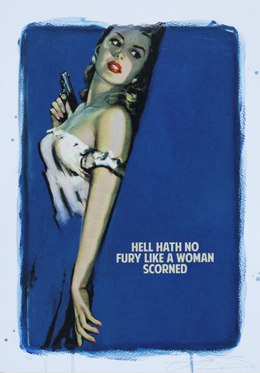 Hell Hath No Fury Like A Woman Scorned (Blue) by The Connor Brothers - Hand Embellished Paper